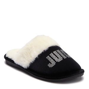 NWOT Juicy Couture Gabi Crystal Faux Fur Slipper